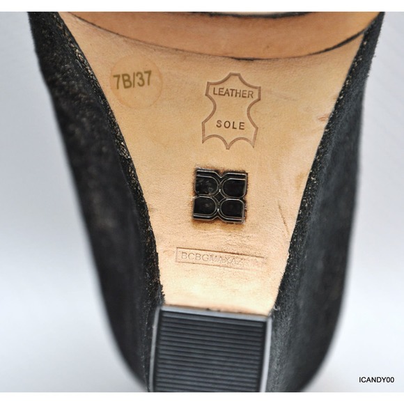 BCBGMAXAZRIA Roxy-2 Wedge Pump Platform Heel Pointy Toe Black/Gold New $295 - Picture 8 of 8